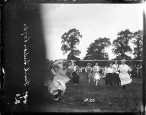 The finish of a women's running race, England