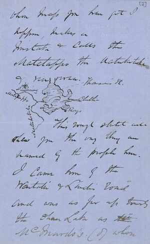 Page four of letter from Hector to Haast including sketch