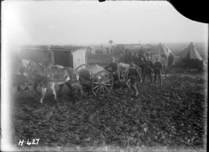 Rations leaving the quartermaster's stores for the trenches, Westhoek Ridge, World War I