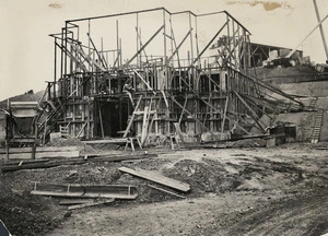 Carillon under construction, National War Memorial, Buckle Street, Wellington