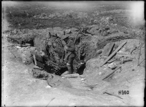 New Zealand troops capture a German machine gun post