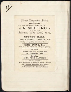 Flyer advertising a meeting of the Chelsea Temperance Society
