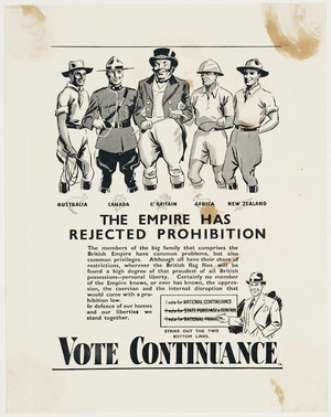 The Empire has rejected Prohibition. Vote Continuance. Strike out the two bottom lines. [1938].