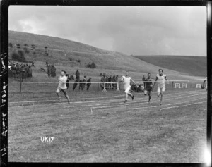 The finish of a running race at Codford Camp, England