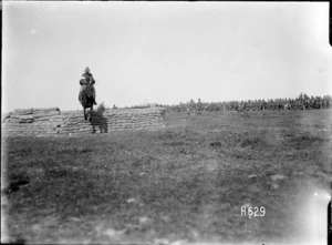 A jump at the New Zealand Infantry Brigade horse show in France, World War I