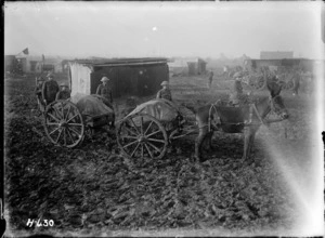 Rations on their way to the trenches, Dickebusch, World War I
