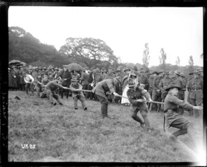 Tug of war (Medical) at a New Zealand camp, World War I