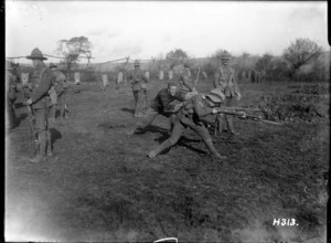 Bayonet practice for New Zealand troops in World War I