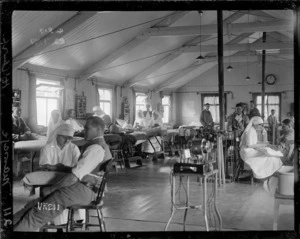 Inside the massage hut at the New Zealand Convalescent Hospital, Hornchurch, England