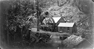View of the Halcyon Gold Mining Company, Karaka Creek, Thames