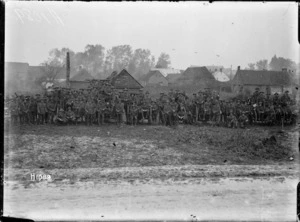 New Zealand Infantry with captured guns in Esnes, France, World War I