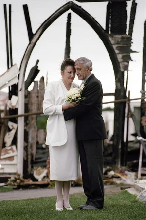 Wedding portrait of Raumoa Baker and Katerina Parata - Photograph taken by Craig Simcox