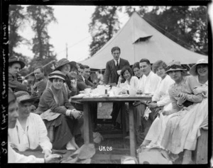 Alfresco tea party at a World War I New Zealand camp, England