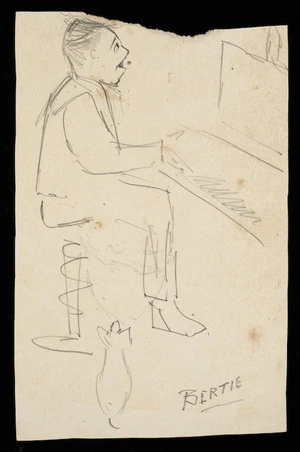 [Hodgkins, Frances Mary] 1869-1949 :Bertie [playing the piano]