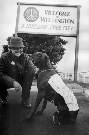 James Beard and his dog Flame - Photograph taken by Phil Reid