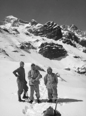 Yunnan, China. Tent Peak. Fraser Ratcliff, Muleteer, Lashiba, on the way to first high camp. 29 October 1938.