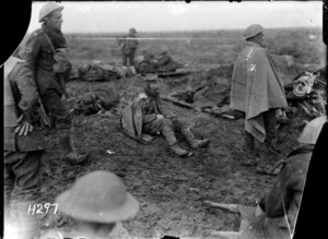 A badly wounded German awaiting treatment on the Somme