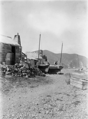 Fishing huts and boats, Island Bay, Wellington