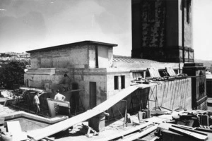 Hall of Memories under construction, part of the National War Memorial, Wellington, and alongside the Carillon