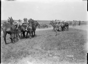 Tug of war with horses, New Zealand Artillery sports, Louvencourt