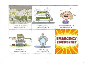 Emergency Emergency - climate change, diabetes, child poverty, housing, and low wages