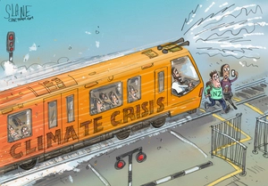 Climate train close call