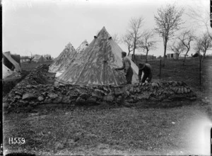 Camouflaging army tents during World War I, France