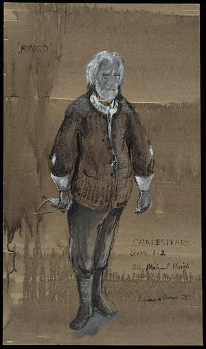 Boyce, Raymond Stanley, 1928- :Bingo. Shakespeare. Scene 1.2. Mr Michael Haigh. [Costume design for Downstage] 1978.