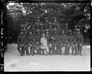 Staff of No 1 Company at Hampton House billet, Torquay, World War I