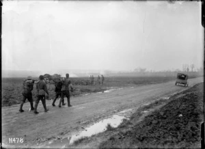 Bringing in the wounded near Courcelles, France