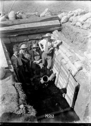 A New Zealand trench mortar battery on the Somme