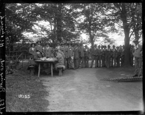 Paying out at Hornchurch Convalescent Camp, World War I