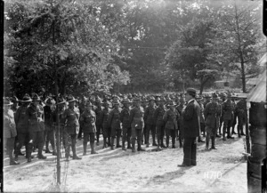 Sir Joseph Ward addressing NZFA troops during World War I, France