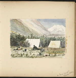 Green, William Spotswood, 1847-1919 :Our lower camp, Tasman Valley. [February 1882]
