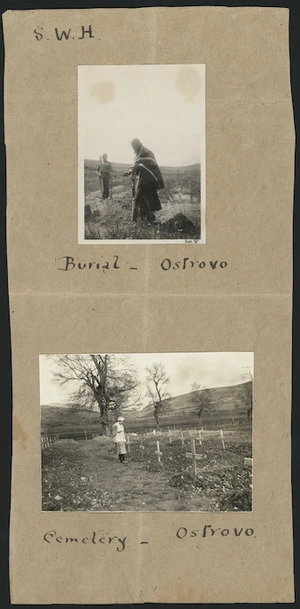 Scenes at a cemetery in Ostrovo, Macedonia, Serbia, during World War I