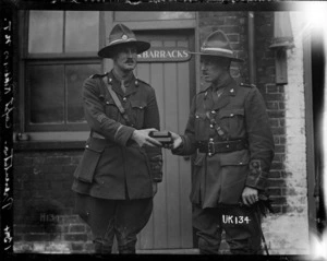 Captain Richards at a presentation in England, World War I