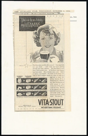 Newspaper advertisement for Vita stout