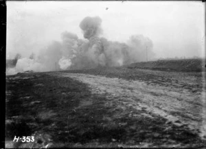 Huge explosion caused by New Zealand Tunnelling Company destroying faulty German shells, World War I