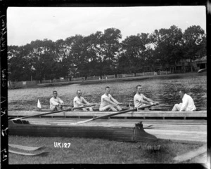 A coxed rowing four, Walton-on-Thames
