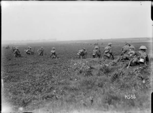 New Zealand troops practising for an attack, France