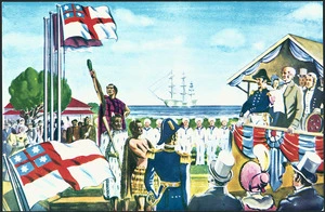 Shaw Savill Line postcard depicting the United Tribes Ensign