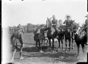 An officer winner at the New Zealand Infantry Brigade horse show, France