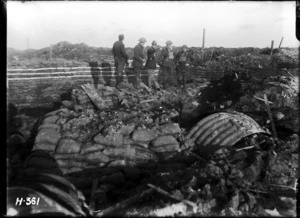 New Zealand officers watching a bombardment at Hooge Crater, World War I