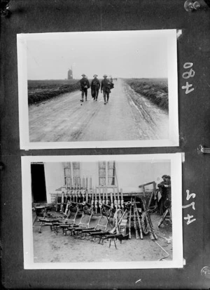 Two photographs of New Zealand soldiers in France during World War I, 1918