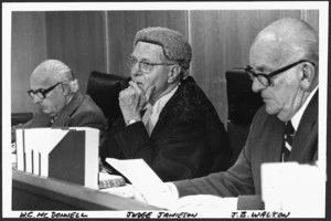 Judge R D Jamieson, the Chief Judge of the Arbitration Court, with his associates - Photograph taken by Ray Pigney