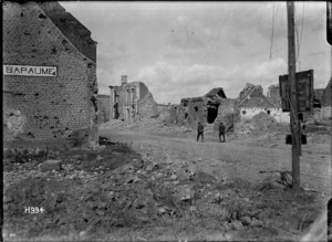 A view of Bapaume after entry by New Zealand troops, World War I