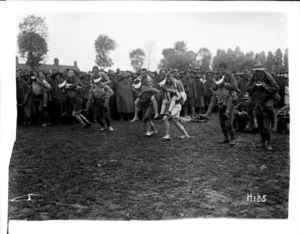 A race in progress at the New Zealand Division sports day in France, during World War I