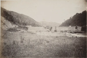 Broken reservoir at Wainuiomata waterworks, Wellington