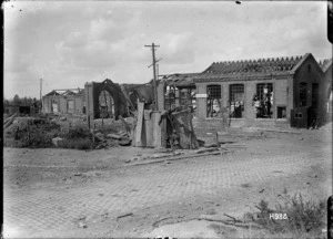 The ruins of Bapaume railway station, World War I
