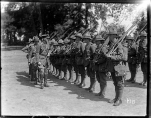 Inspection of New Zealand troops by Brigadier General Hart